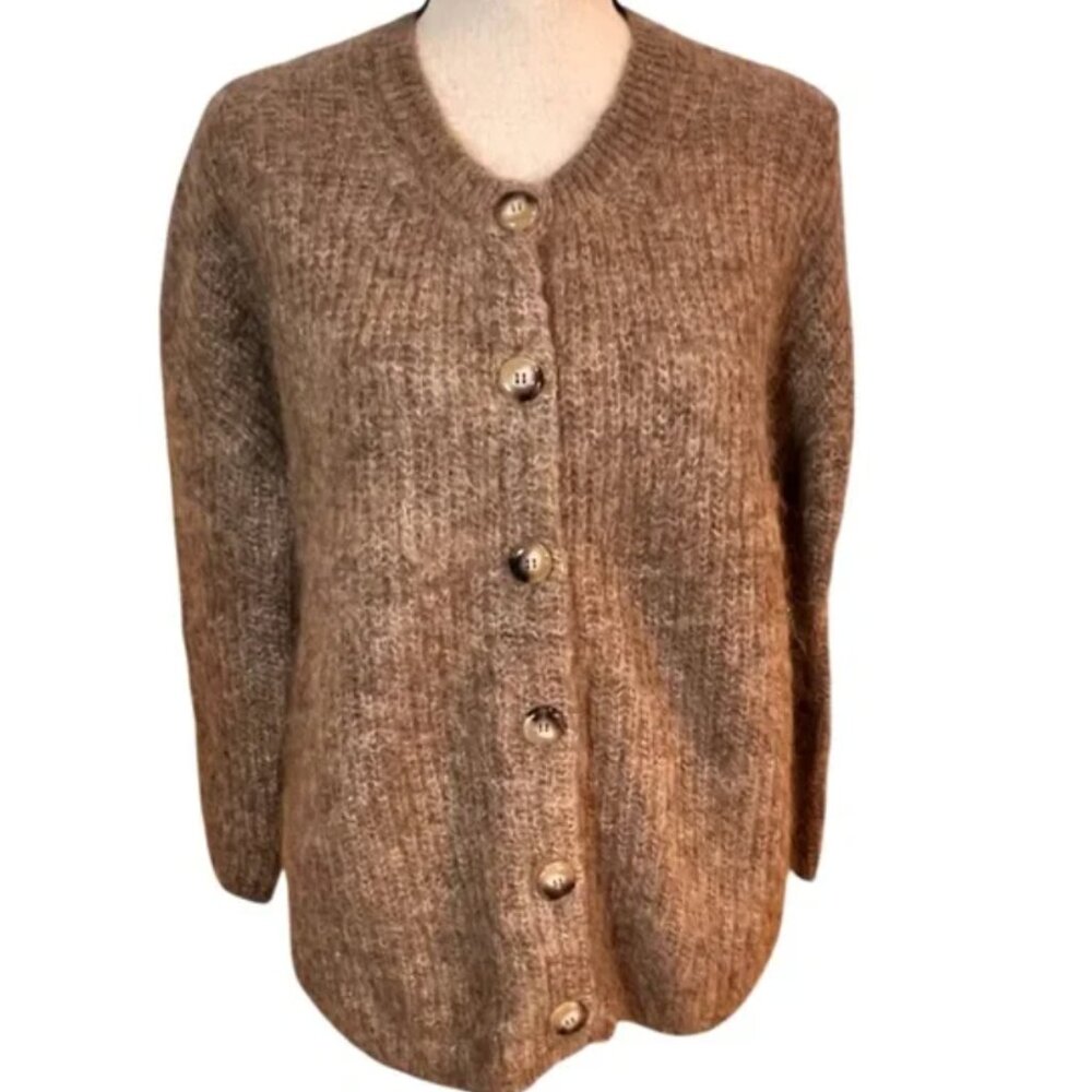 La Maille Sezane Kid Mohair Button Up Knit Cardigan Sz-XS